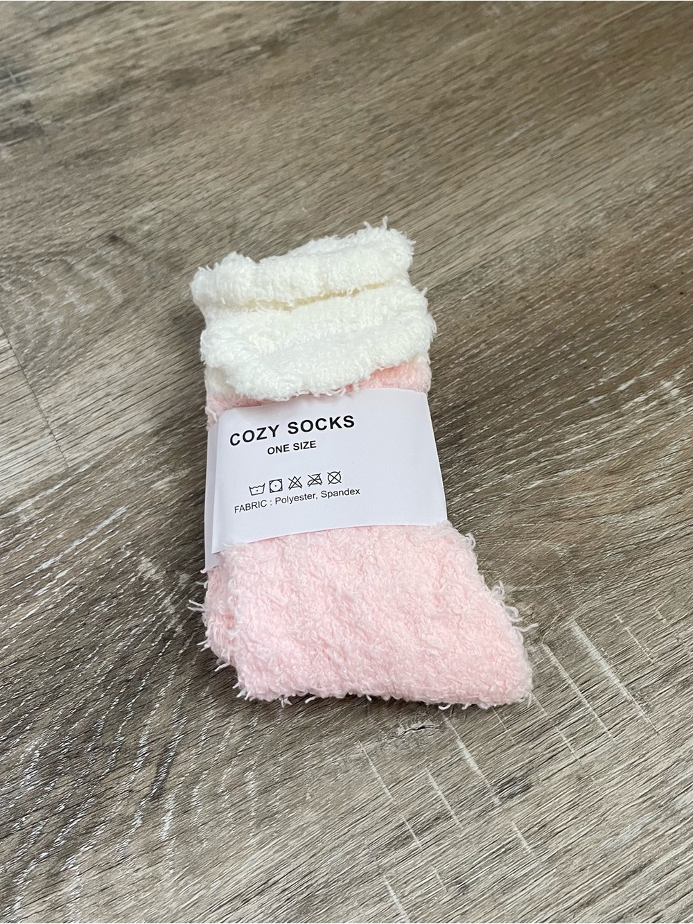 Cozy Socks Pink & White Plush Fuzzy Slouch Socks One Size Soft Warm Lounge